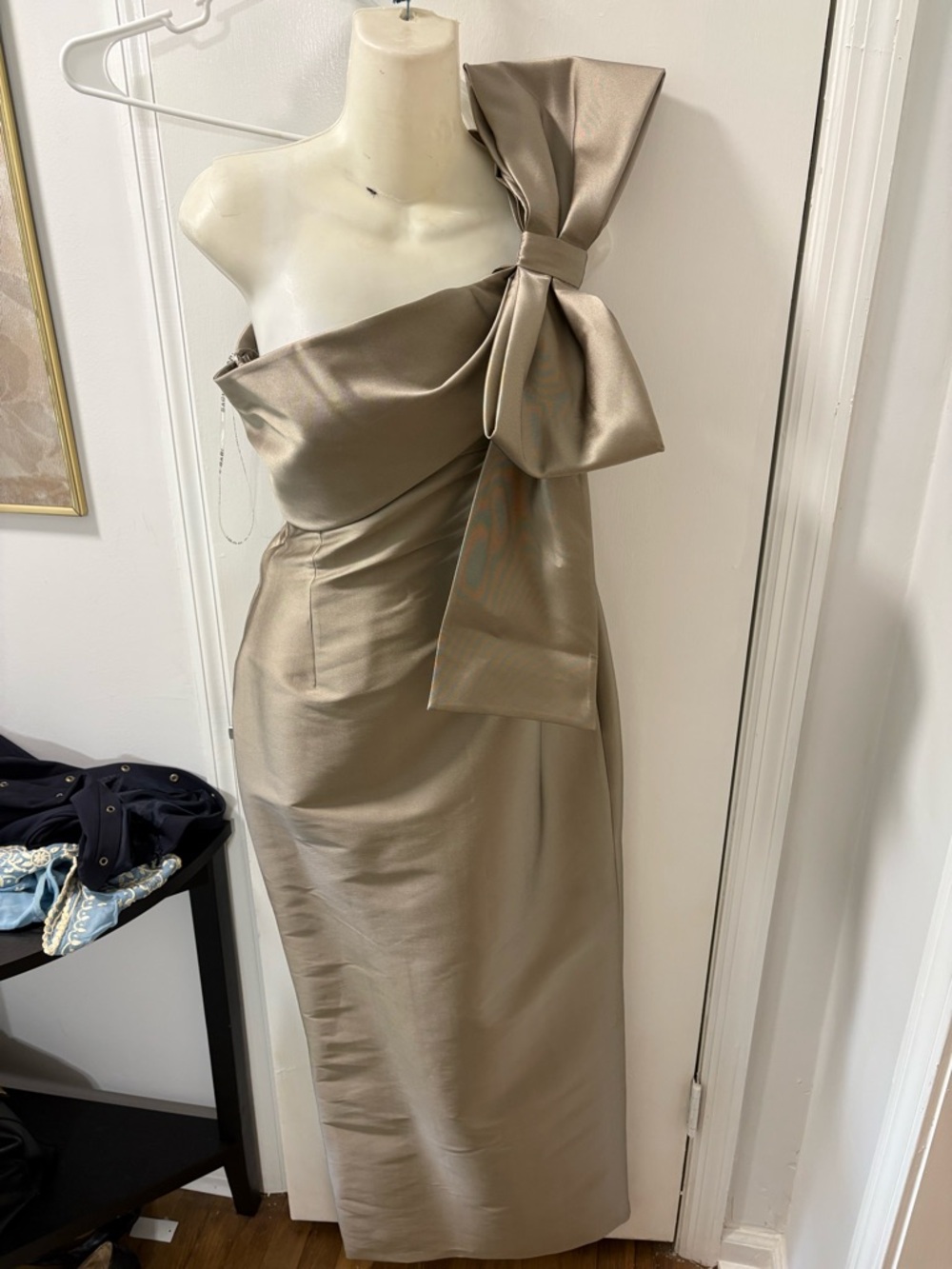 Sachin + Babi One-Shoulder Maxi Dress in Taupe with Bow Detail - Picture 7 of 15
